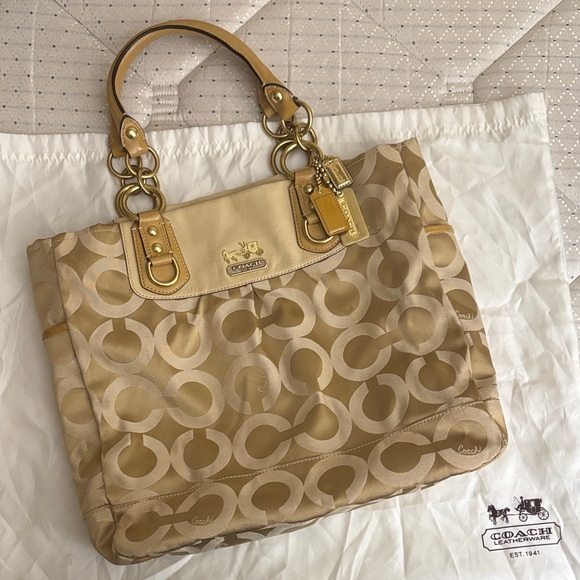 Coach Handbags - Coach Beige Signature Tote